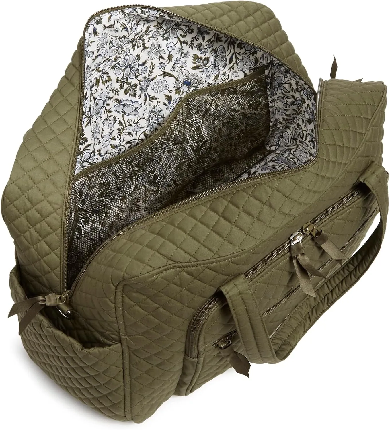 Vera Bradley Women's Cotton Weekender Travel Bag, Climbing Ivy Green - Recycled Cotton, One Size