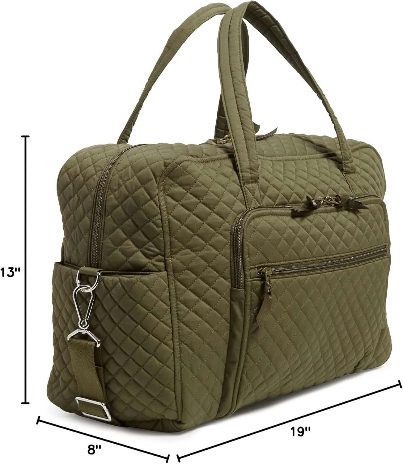 Vera Bradley Women's Cotton Weekender Travel Bag, Climbing Ivy Green - Recycled Cotton, One Size