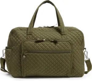Vera Bradley Women's Cotton Weekender Travel Bag, Climbing Ivy Green - Recycled Cotton, One Size