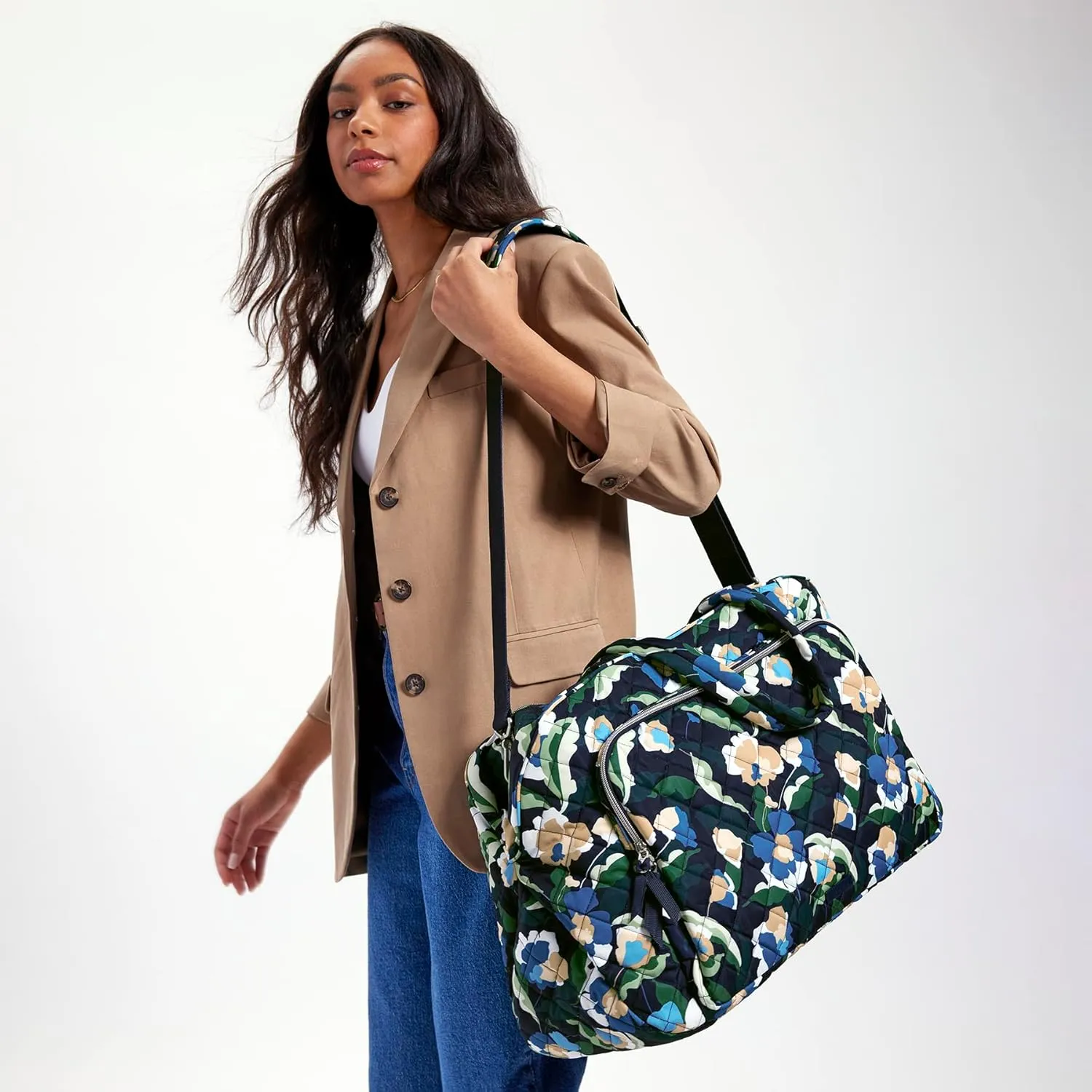 Vera Bradley Women's Performance Twill Grand Weekender Travel Bag, Immersed Blooms, One Size