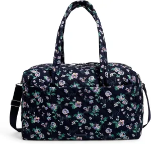 Vera Bradley Women's Performance Twill Large Travel Duffle Bag, Navy Garden, One Size