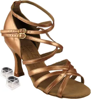 Very Fine Women's Salsa Ballroom Tango Latin Dance Shoes S9206 Bundle with Heel Protectors 2.5" Heel