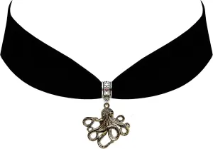 Victorian Vault Octopus Steampunk Jewelry Black Velvet Choker Steampunk Jewelry Gothic Necklace