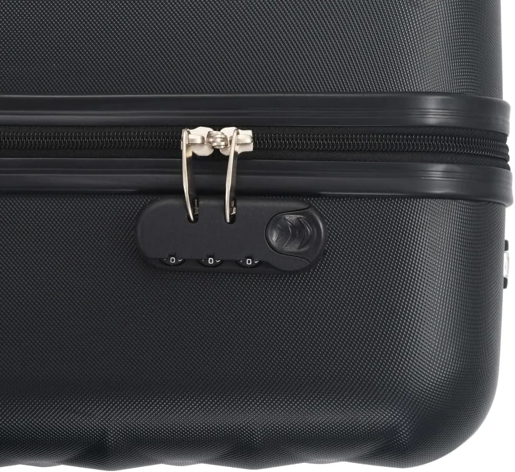vidaXL Hardcase Trolley Set - 3 pcs, Long-lasting ABS Material, Security Locks, 360-Degree Wheels, Convenient & Compact Storage, Black