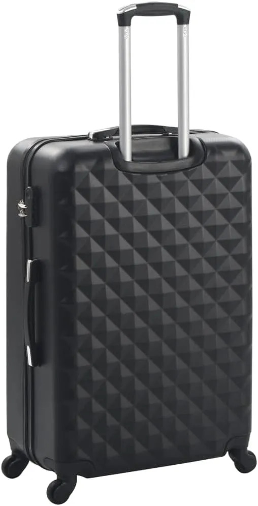 vidaXL Hardcase Trolley Set - 3 pcs, Long-lasting ABS Material, Security Locks, 360-Degree Wheels, Convenient & Compact Storage, Black