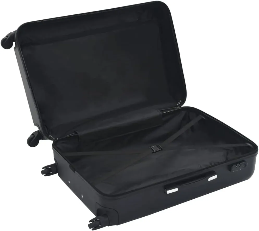 vidaXL Hardcase Trolley Set - 3 pcs, Long-lasting ABS Material, Security Locks, 360-Degree Wheels, Convenient & Compact Storage, Black