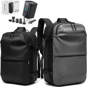 Vortex Travel Compression Set  2 60L Expandable Vacuum Seal Travel Backpacks (Black & Gray, No Pump)   Cordless Electric Air Pump | Water Resistant, TSA Lock, Carry-On Luggage, Portable Space Saver