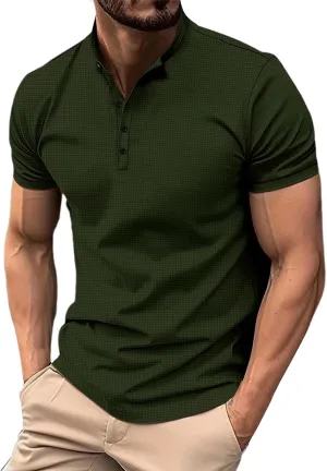 Waffle Polo Shirt for Men, Blade Collar Golf Polo Shirts 2024 Pique Short Sleeve Casual Classic Cotton Tee Shirts