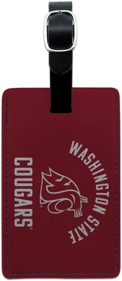 Washington State Cougar Rectangle Leather Luggage Card Suitcase Carry-On ID Tag