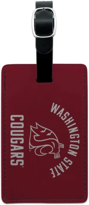 Washington State Cougar Rectangle Leather Luggage Card Suitcase Carry-On ID Tag