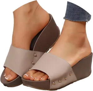 Wedge Sandals for Women 2025Leopard Printed Wedges Sandals Round Toe Platform Sandals With Arch Support Wedges Heels