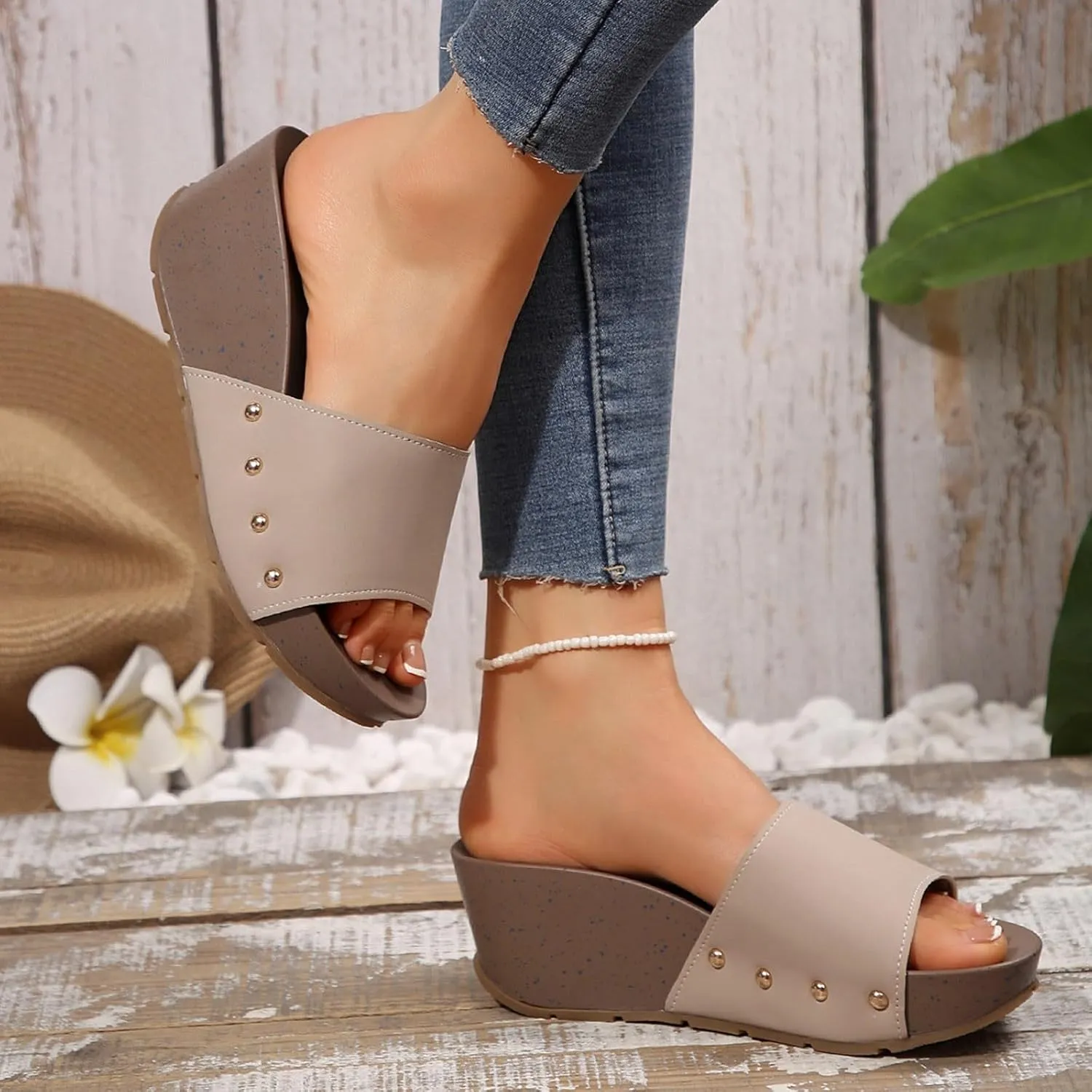 Wedge Sandals for Women 2025Leopard Printed Wedges Sandals Round Toe Platform Sandals With Arch Support Wedges Heels