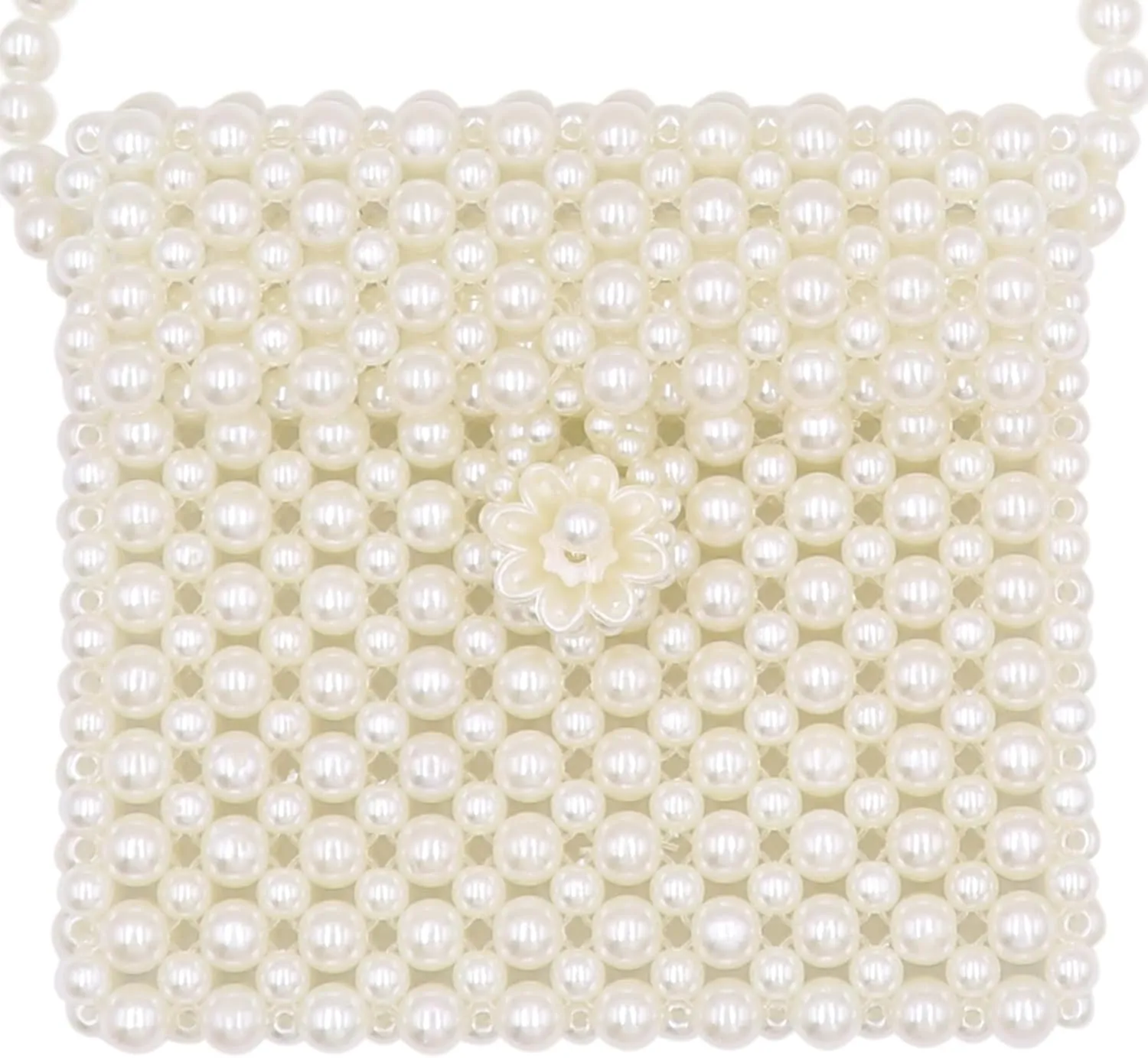 White Pearl Purse Shoulder Bag for Women Girls Purse Pearl Beaded Clutch for Prom Wedding Date,Flap Evening Bag 6#