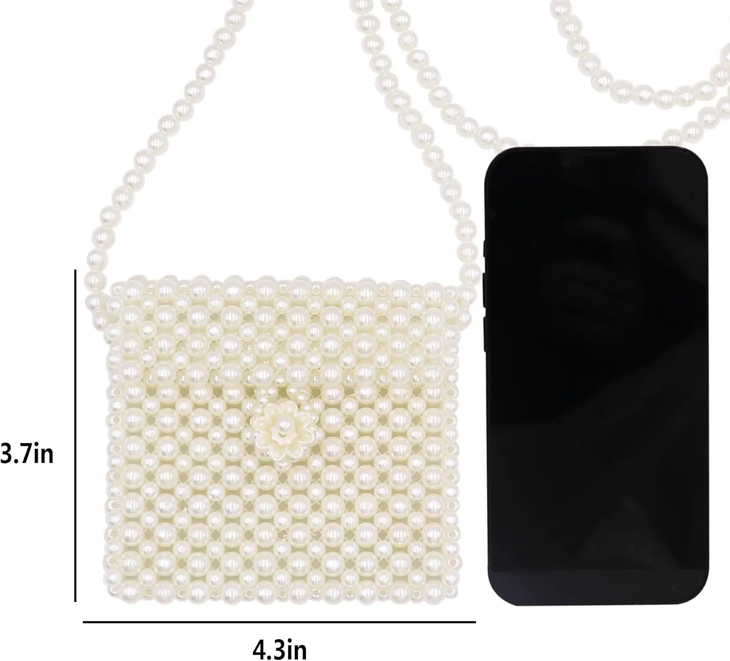 White Pearl Purse Shoulder Bag for Women Girls Purse Pearl Beaded Clutch for Prom Wedding Date,Flap Evening Bag 6#