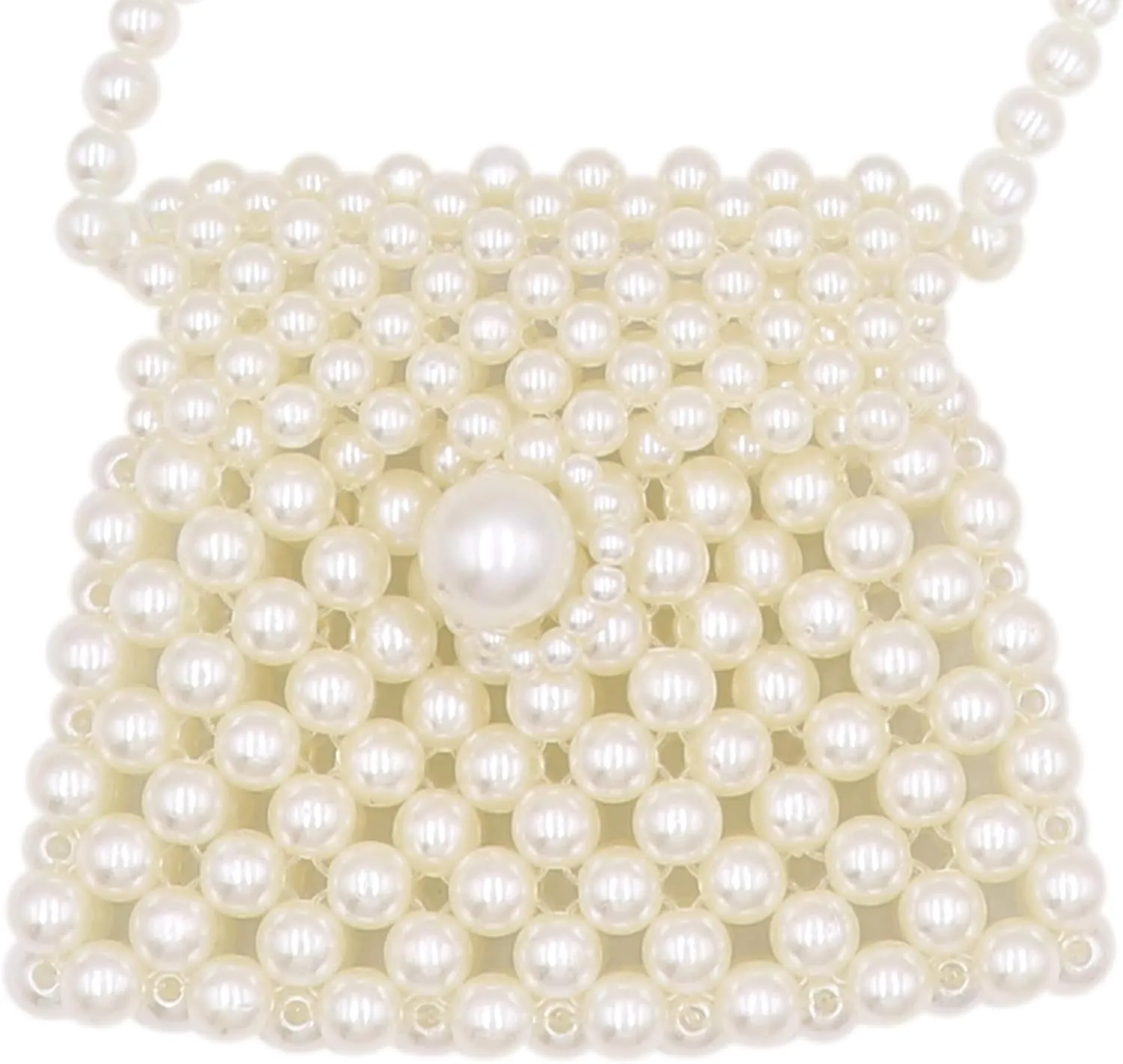 White Pearl Purse Shoulder Bag for Women Girls Purse Pearl Beaded Clutch for Prom Wedding Party,Flap Evening Bag 7#