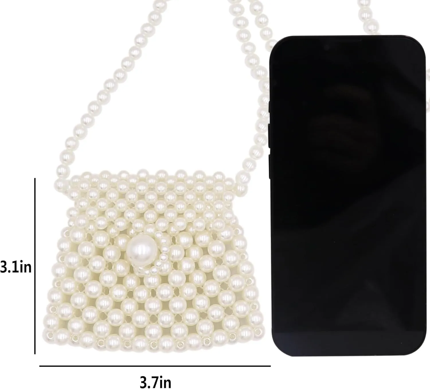 White Pearl Purse Shoulder Bag for Women Girls Purse Pearl Beaded Clutch for Prom Wedding Party,Flap Evening Bag 7#