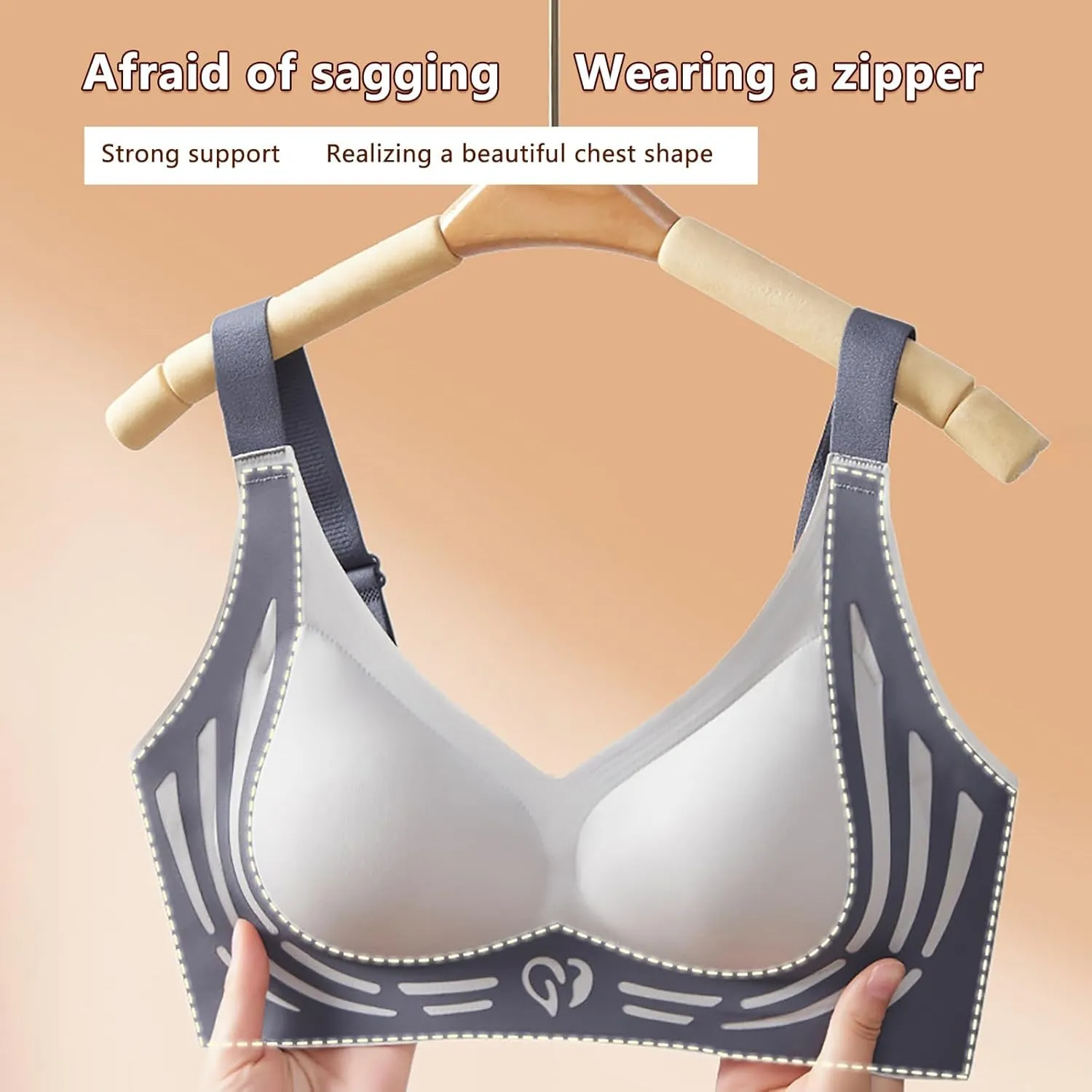 Wireless Bra Lifting Bras Anti-Sagging Super Gather Bra Comfort Pushup Bra for Older Women