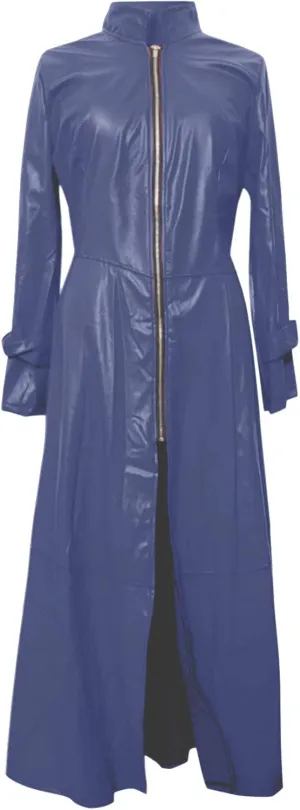 Women Faux Leather Long Trench Coat Sexy Zip Up Jackets Faux Pu Long Sleeve Bodycon Dress Maxi Streetwear