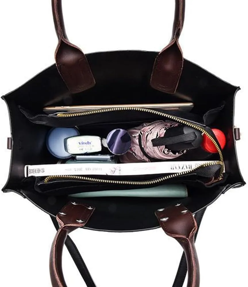Women Handbag and Purse Flower Print Totes PU Leather Top Handle Satchel Shoulder Bag
