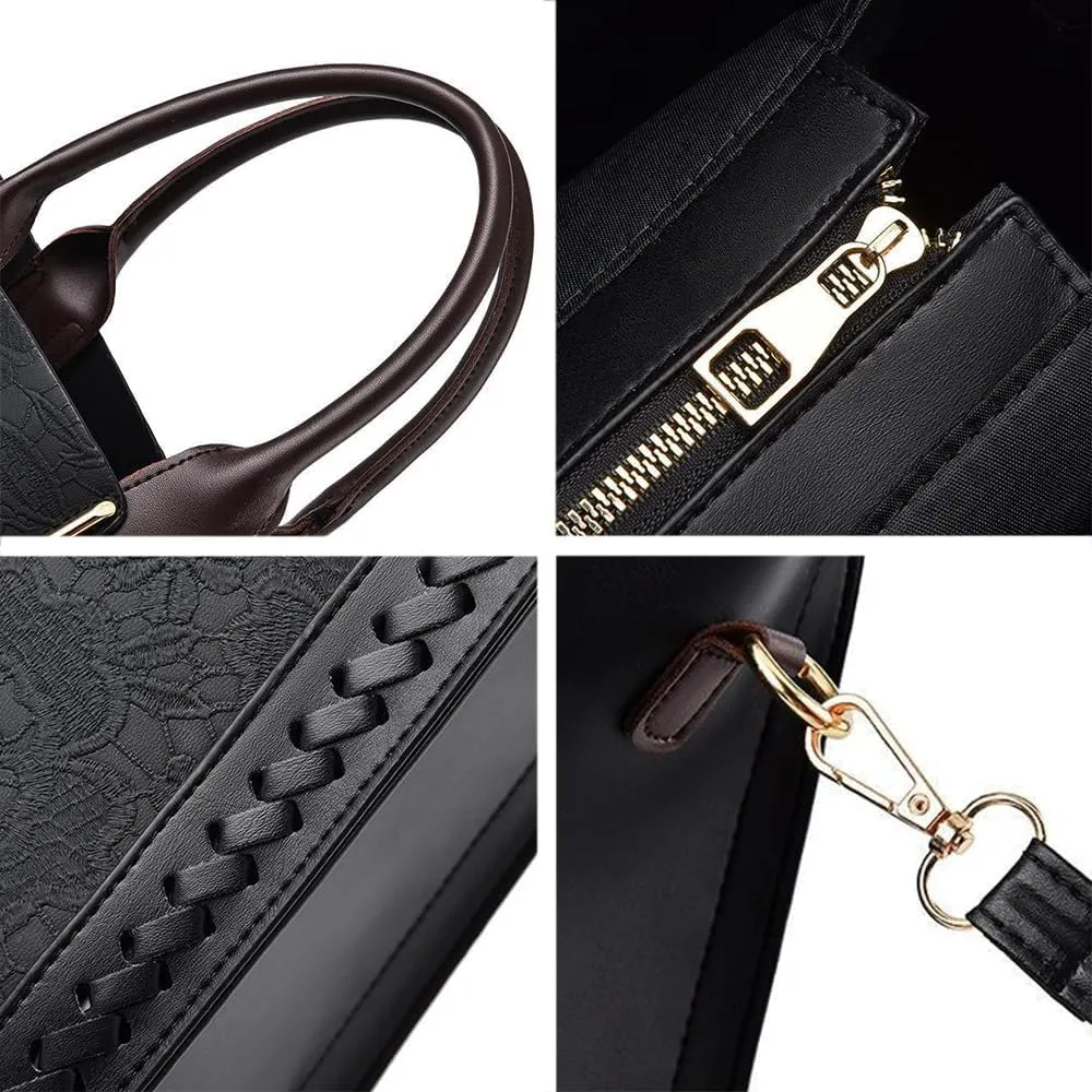 Women Handbag and Purse Flower Print Totes PU Leather Top Handle Satchel Shoulder Bag