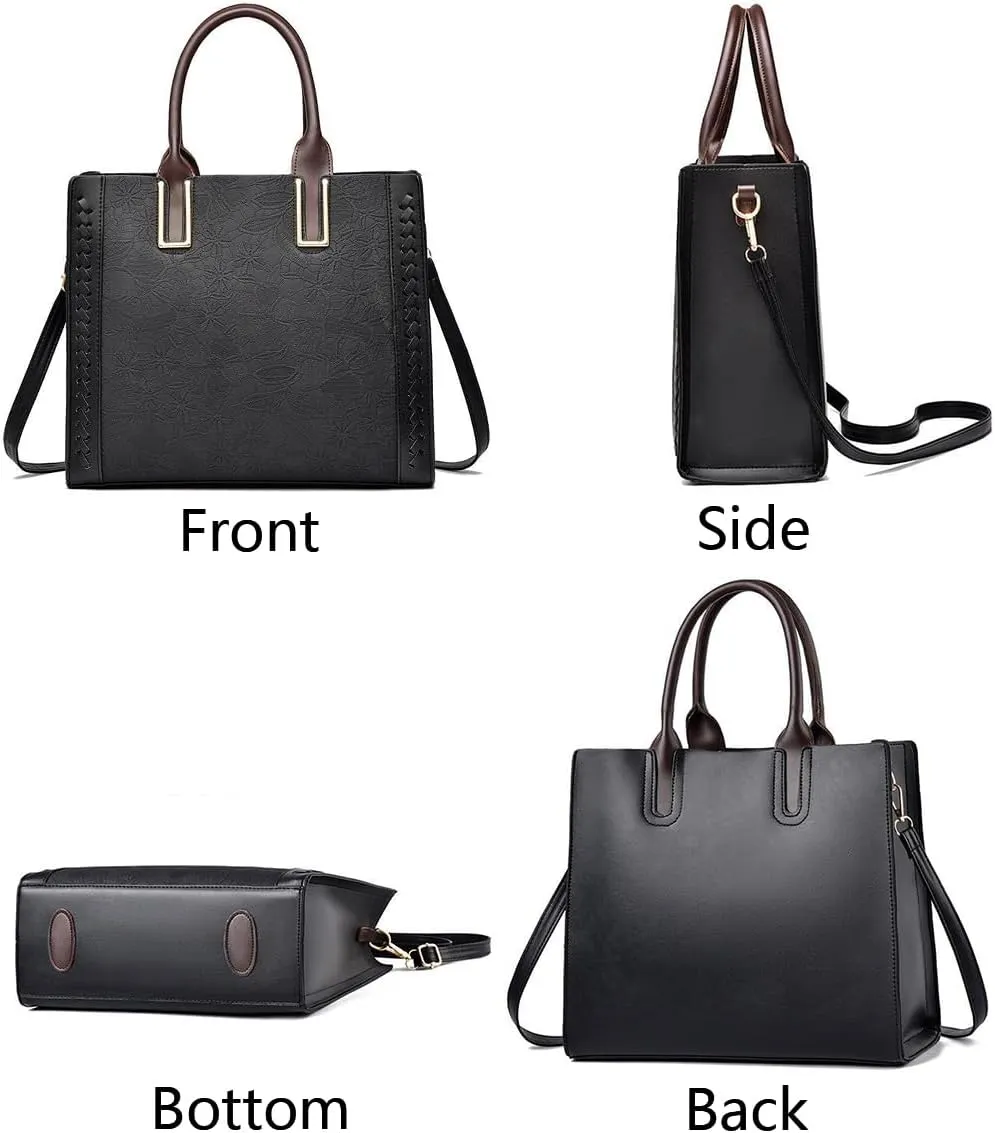 Women Handbag and Purse Flower Print Totes PU Leather Top Handle Satchel Shoulder Bag