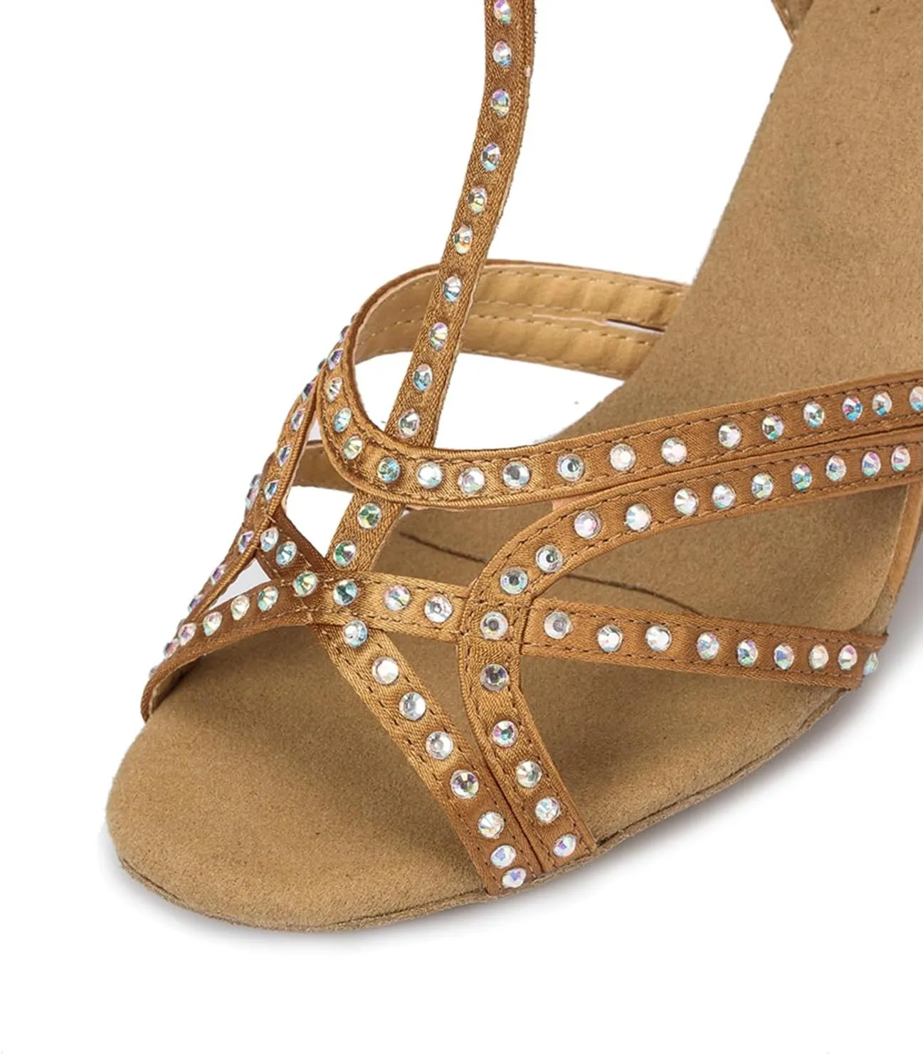 Women Open Toe Rhinestones Latin Ballroom Dance Shoes Salsa Party Bridal Wedding Performence Dancing Shoes