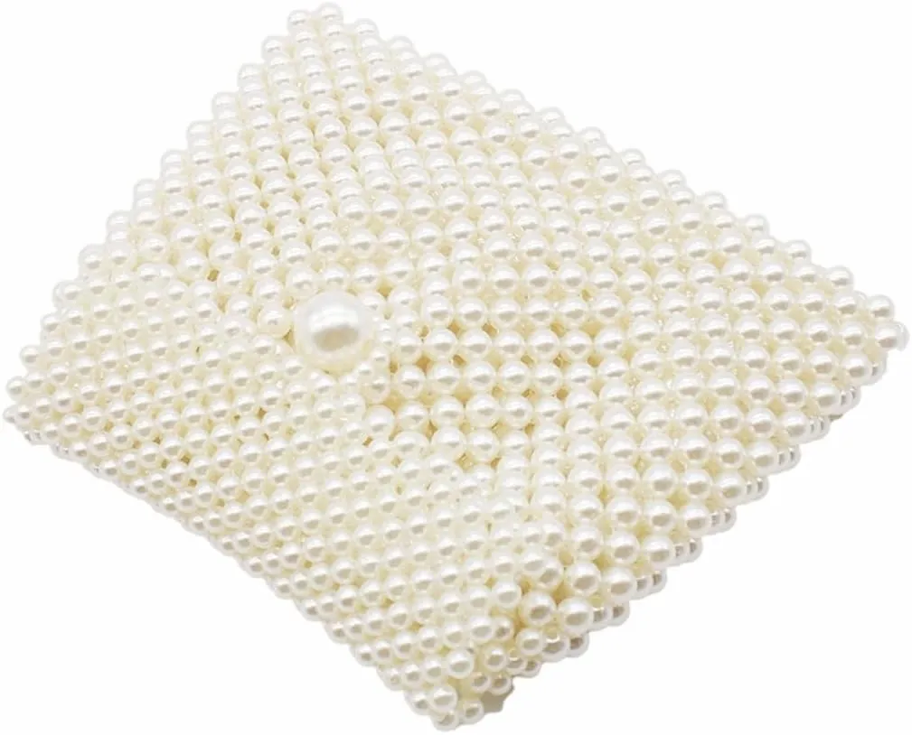 Women Pearl Clutch Bag Beaded Handbag Purse Wedding Bridal Evening Bag Elegant Shoulder Bag for Formal Party