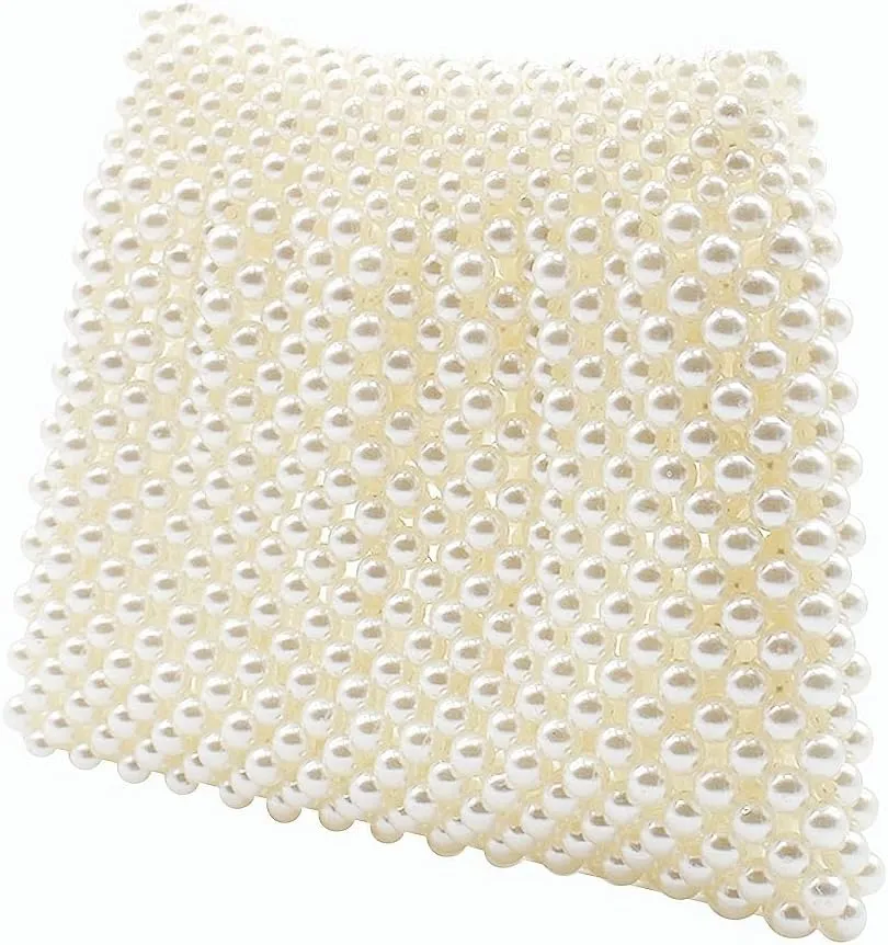 Women Pearl Clutch Bag Beaded Handbag Purse Wedding Bridal Evening Bag Elegant Shoulder Bag for Formal Party