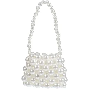 Women Pearl Clutch Purse Women Pearl Bag Pearl Handbag White Pearl Purse for Party Wedding with Pearl Chain/1100