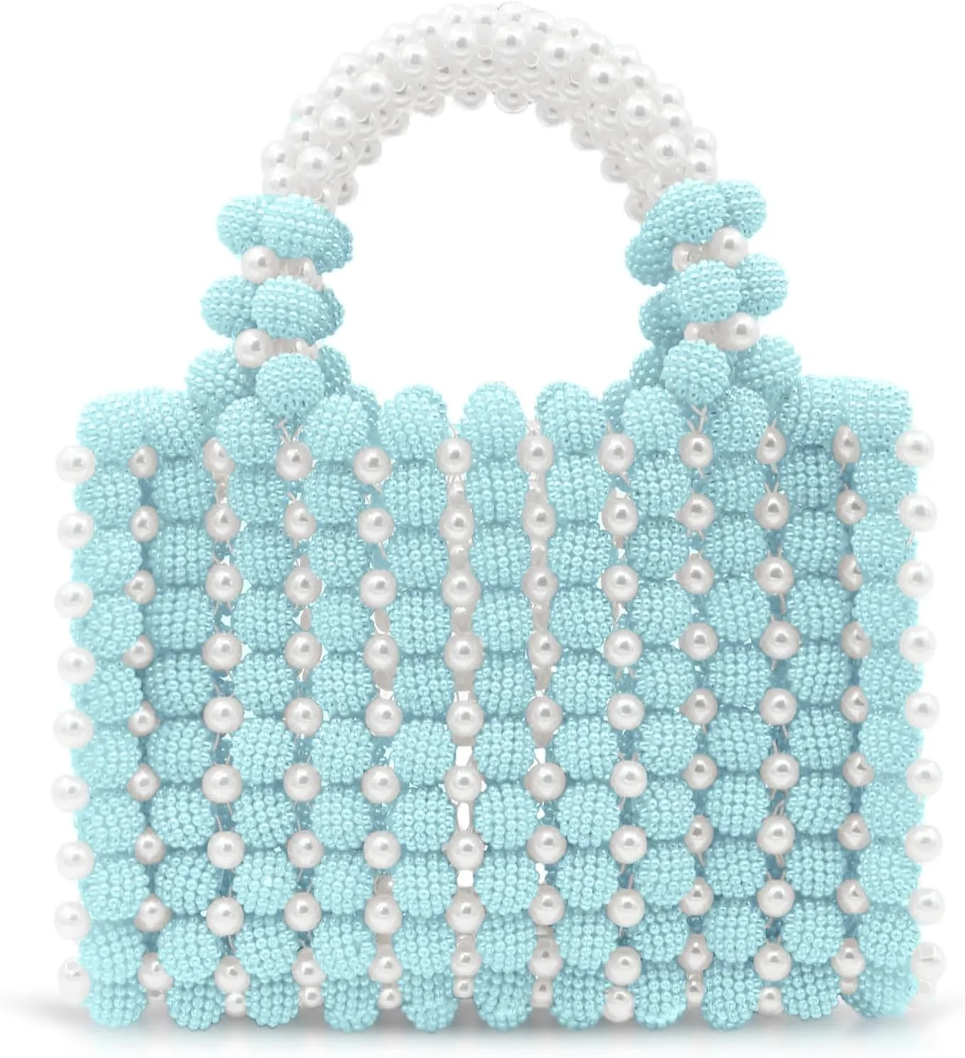 Women Pearl Purse,Pearl Clutch, Evening Bags, Square Artificial Pearl Clutch, White Purse for Party Wedding Travel(Blue)