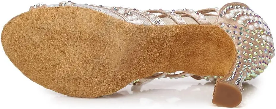 Women Rhinestones Ballroom Dance Shoes Wedding Party High Heeled, YC-L433