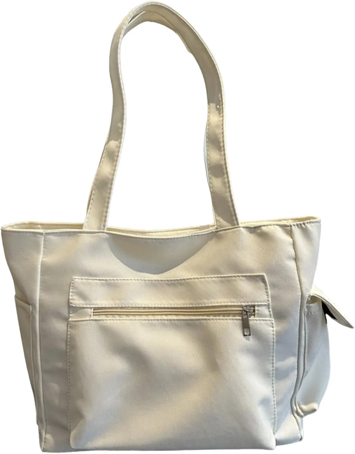 Women Shoulder Bags Fashion New Pattern Simple Solid Color Large Capacity Casual Practical Zipper Bag (White, One Size)