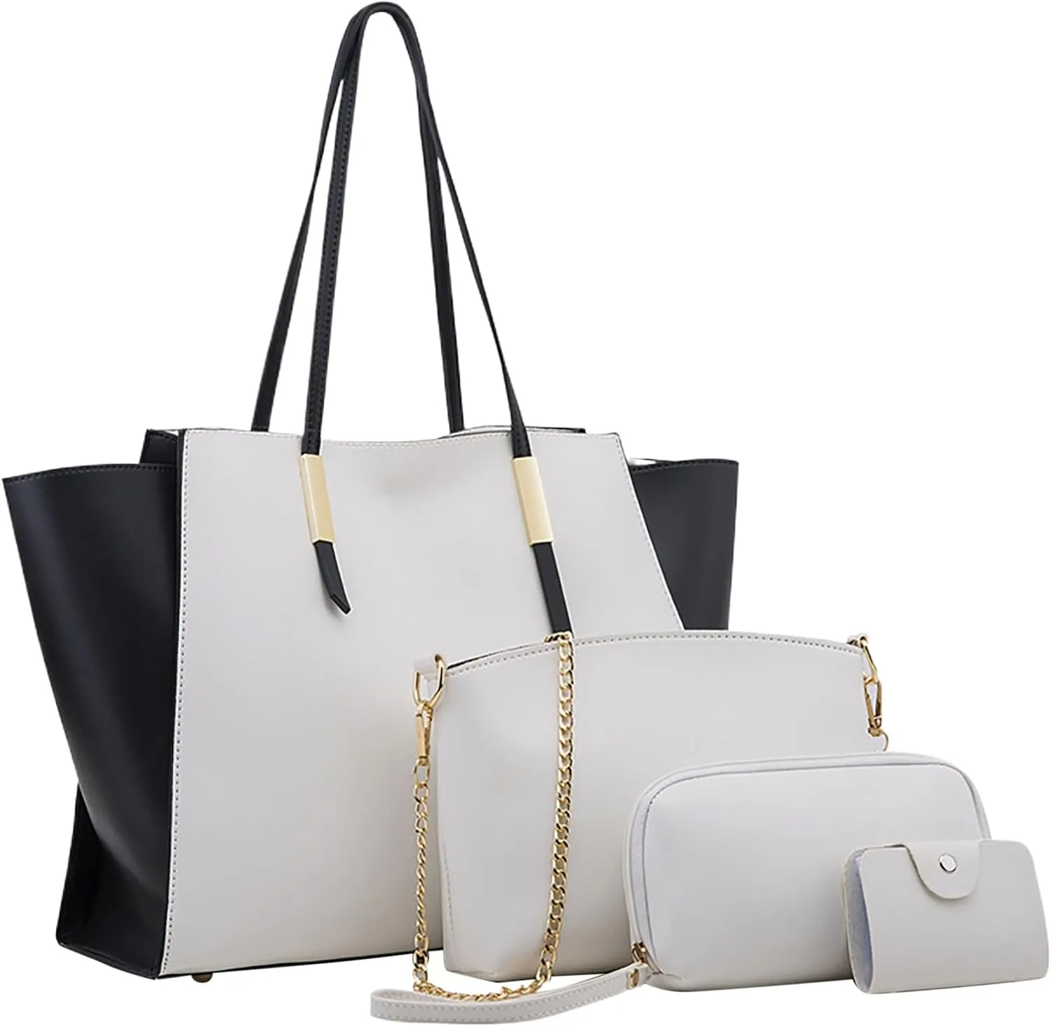 Women Shoulder Handbag Roomy Multiple Pockets Bag Ladies Shoulder Purse Fashion Tote Handbags for (White, One Size)