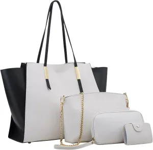 Women Shoulder Handbag Roomy Multiple Pockets Bag Ladies Shoulder Purse Fashion Tote Handbags for (White, One Size)