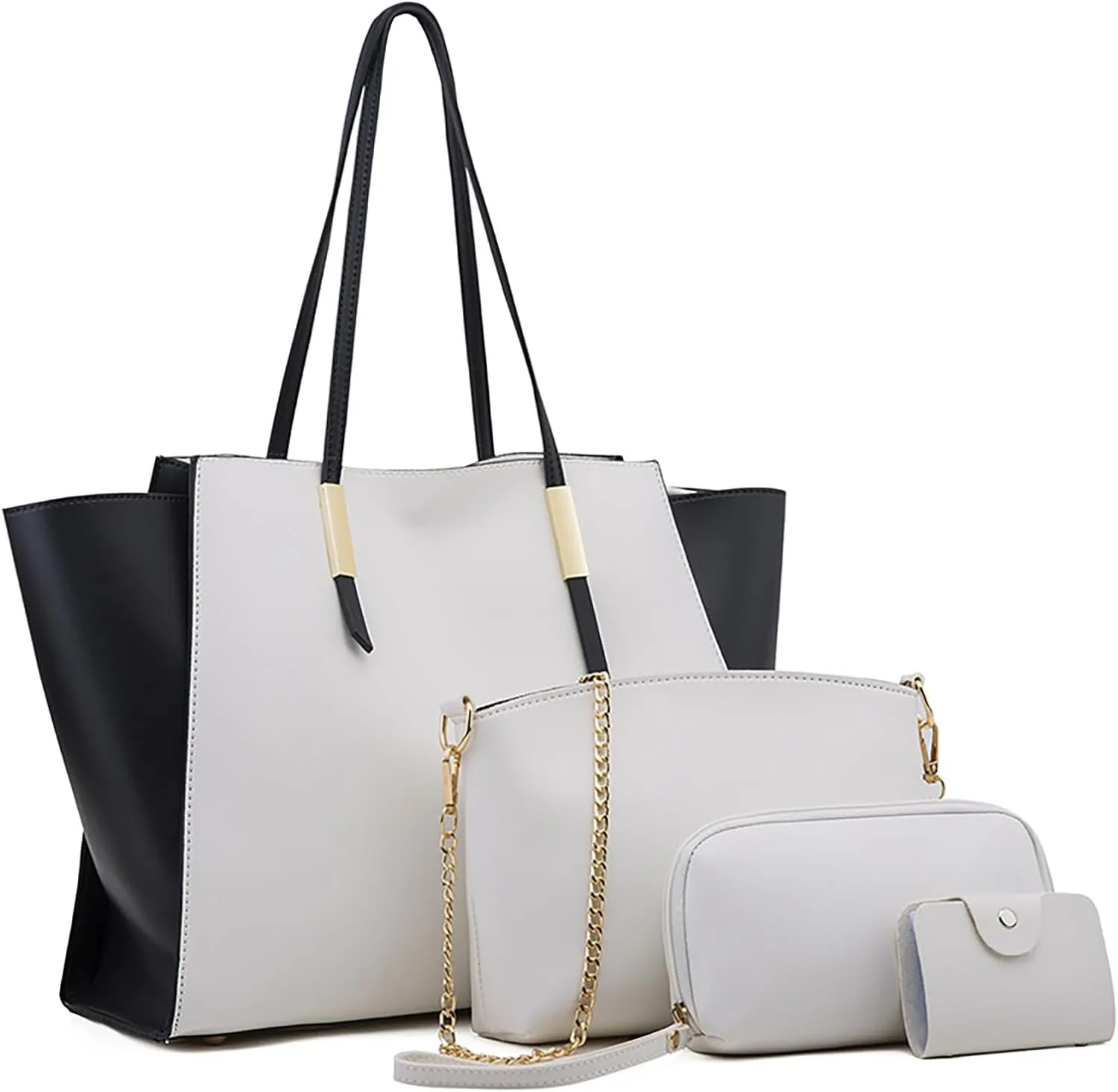 Women Shoulder Handbag Roomy Multiple Pockets Bag Ladies Shoulder Purse Fashion Tote Handbags for (White, One Size)