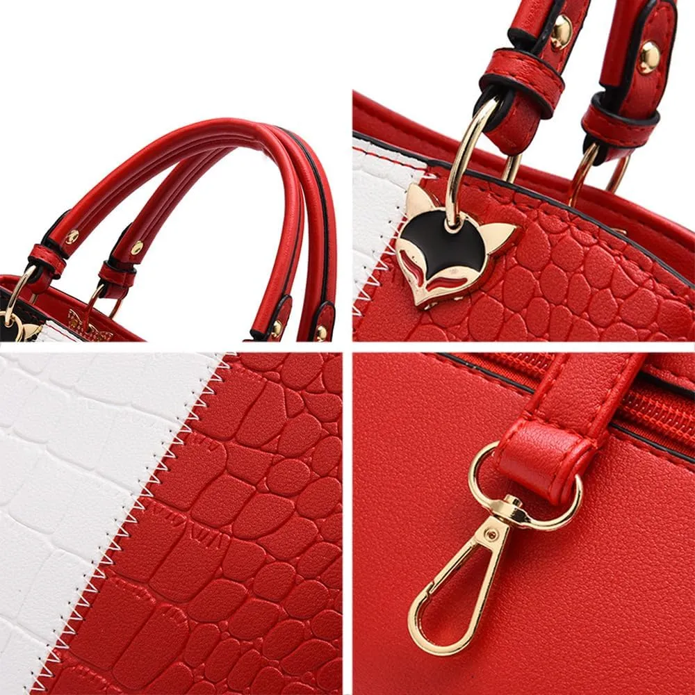 Women Top-handle Handbag Satchel PU Leather Totes Purses Crossbody Shoulder Bag with Pendant