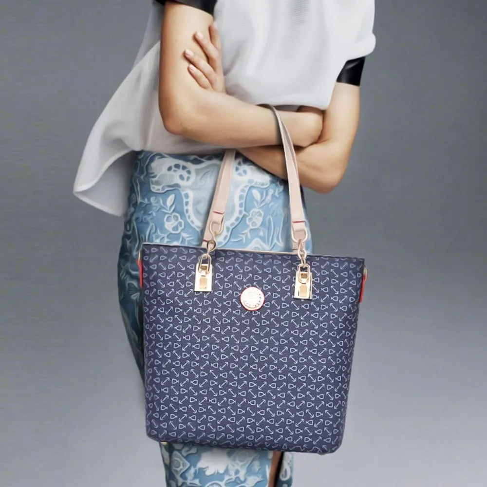 Women Totes Purse Satchel 6pcs Faux Leather Arrow Printing Handbag Shoulder Bag Clutch Wallet