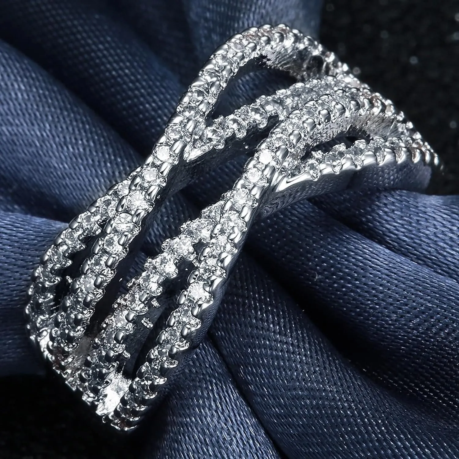 Women Wedding Bands, Jewelry Ring Hollow Cubic Zirconia Wedding Jewelry for Women