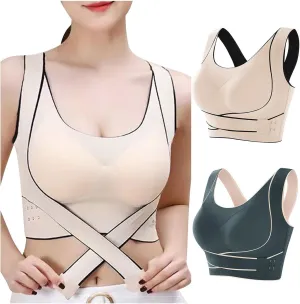 Womens 2 Pack Wireless Bras No Underwire Posture Corrector Bra Push up Seamless Comfy Light Support Everyday Bras