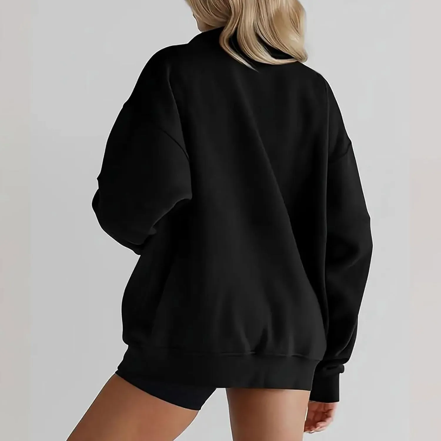Womens 2025 Fashion Sweatshirts Oversized Half Zip Pocket Sweatshirt Casual Long Sleeve Pullover Tops