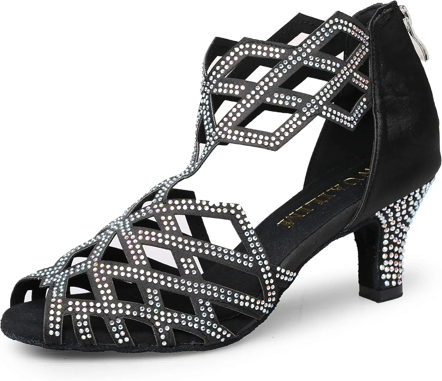 Women's Ballroom Rhinestone Dance Shoes, Latin Salsa Bachata Practice Performance Dancer Shoes