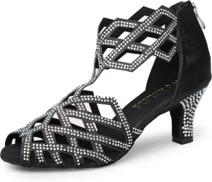Women's Ballroom Rhinestone Dance Shoes, Latin Salsa Bachata Practice Performance Dancer Shoes