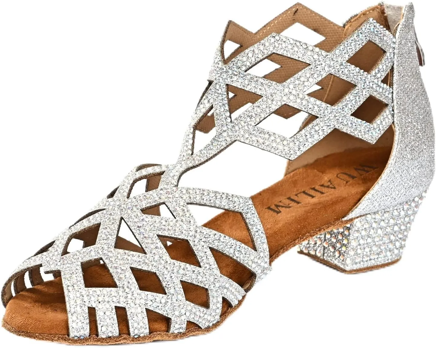 Women's Ballroom Rhinestone Dance Shoes, Latin Salsa Bachata Practice Performance Dancer Shoes
