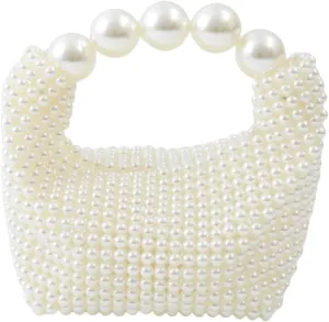 Women's Beaded Handbag Beaded Clutch Evening Handbag for Wedding Party Ivory One Size