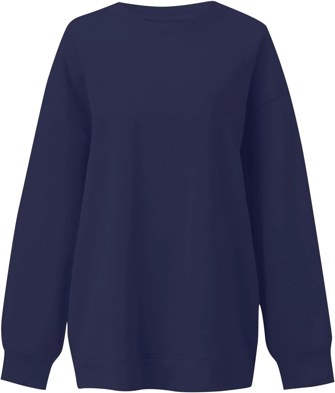 Women's Crewneck Sweatshirts 2024 Womens Fashion Long Sleeve Solid Colour Loose Fit Pullover Sweatshirt Tops