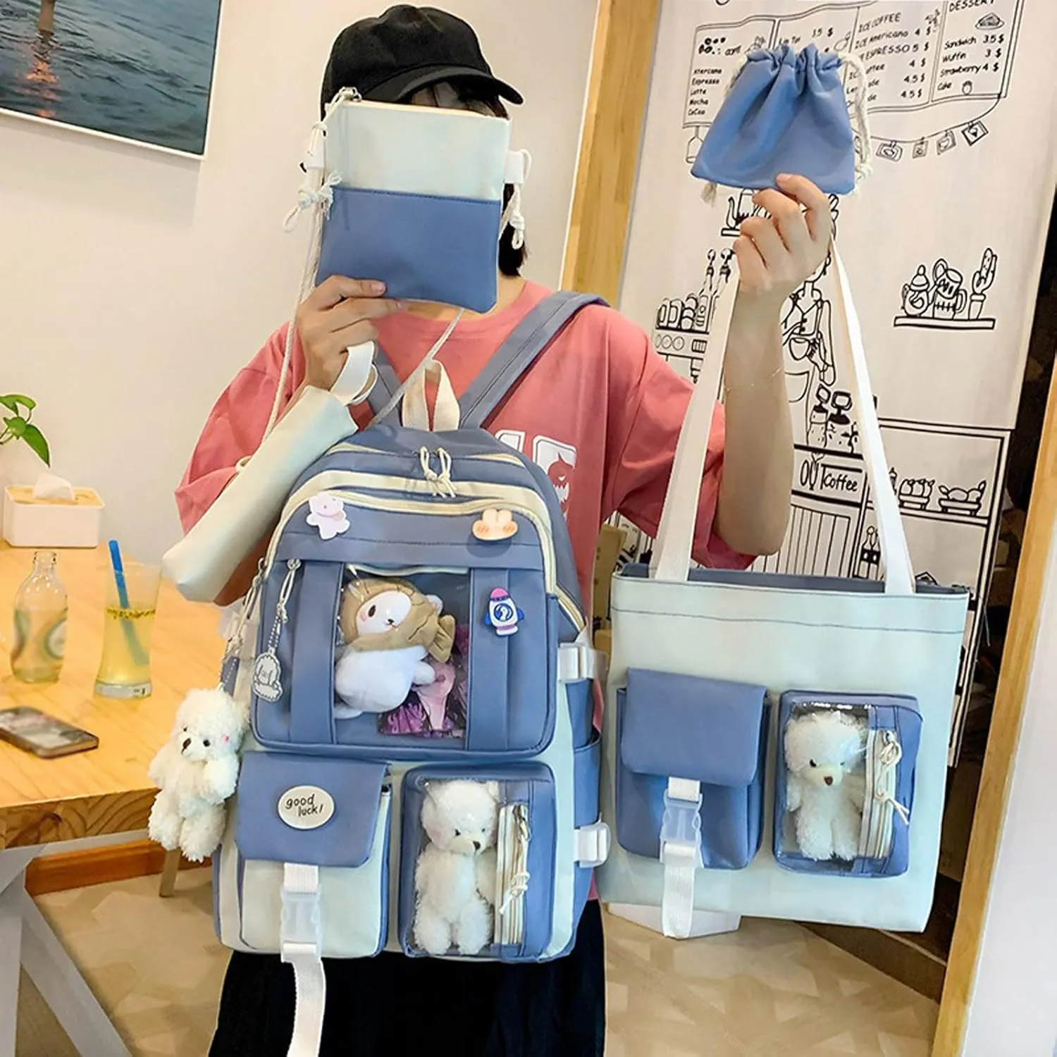 Women's Fashion Cloth Outdoor Travel Bag Fashion Versatile Shoulder Bags Mini Vegan Leather Backpack for Woman(Blue)