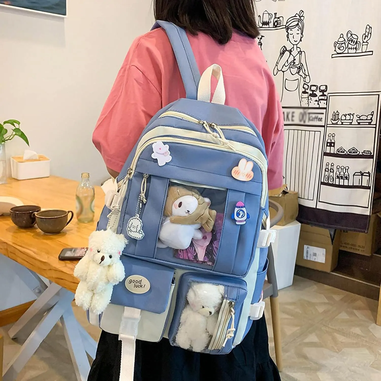 Women's Fashion Cloth Outdoor Travel Bag Fashion Versatile Shoulder Bags Mini Vegan Leather Backpack for Woman(Blue)