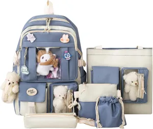 Women's Fashion Cloth Outdoor Travel Bag Fashion Versatile Shoulder Bags Mini Vegan Leather Backpack for Woman(Blue)