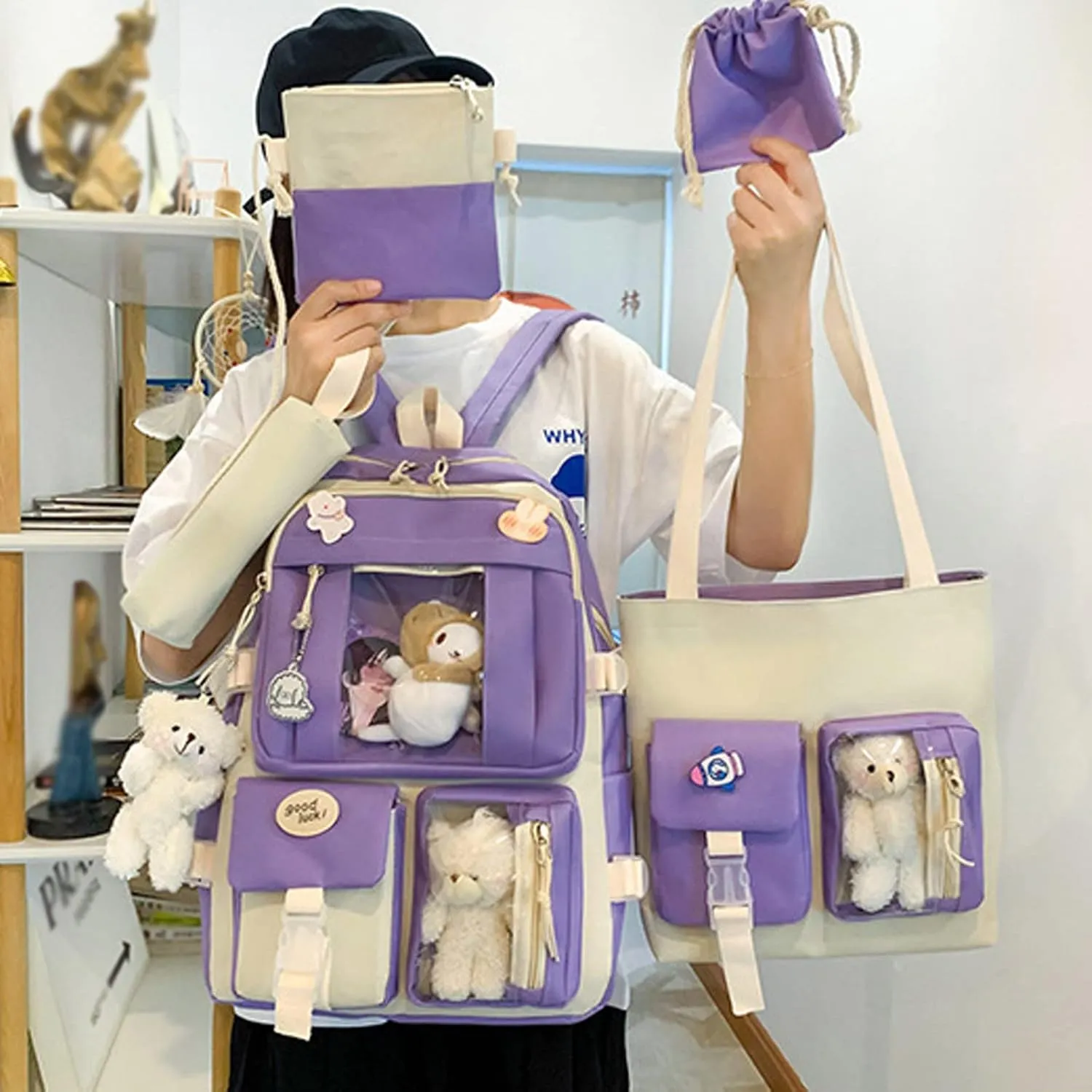 Women's Fashion Cloth Outdoor Travel Bag Fashion Versatile Shoulder Bags Mini Vegan Leather Backpack for Woman(Purple)