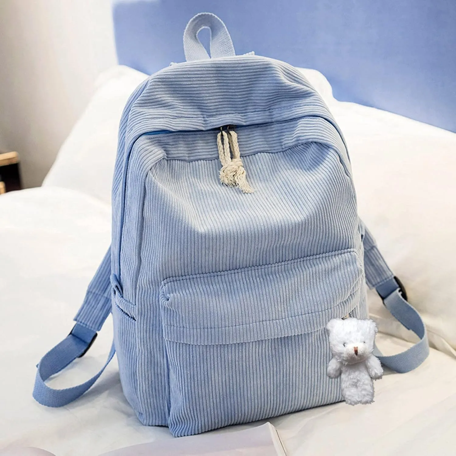 Women's Fashion Cloth Outdoor Travel Bag Travel Mini Backpacks for Teens Mini Vegan Leather Backpack for Woman(Light Blue)